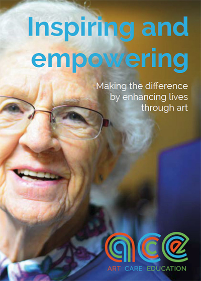 'Inspiring and empowering' Information handout for Care settings and schools 'Making the difference by enhancing lives through art' Image of female elder smiling